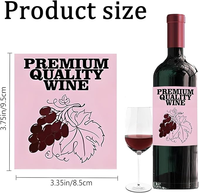 24pcs Wine Bottle Label VINEYARD Decorations Waterproof Wraps Sticker 3.35 x 3.75 In for wine Bottle Women Men Party Supply