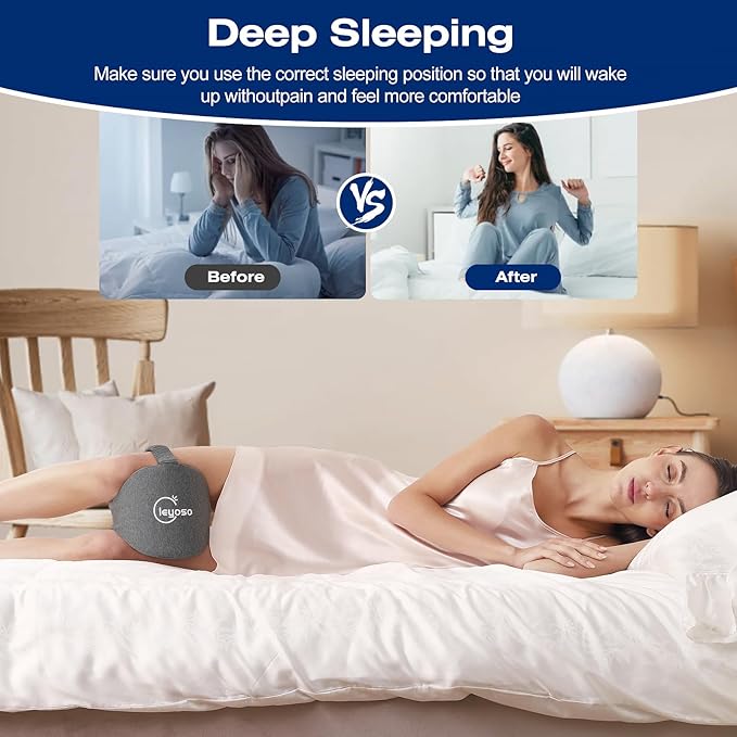 Side Sleepers Knee Leg Pillow Leg Pillow for Side Sleeping with Strap,100% Memory Foam Wedge Contour Spacer Cushion for Back, Hip Knee Pregnancy Sciatica Pain Relief Free Sleep Grey