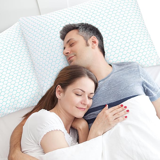 Shredded Memory Foam Pillow for Sleeping, Cooling Bed Pillows Set of 2, Adjustable Pillows for Side, Back, Stomach Sleepers with Washable Pillowcase (King Size, Blue)