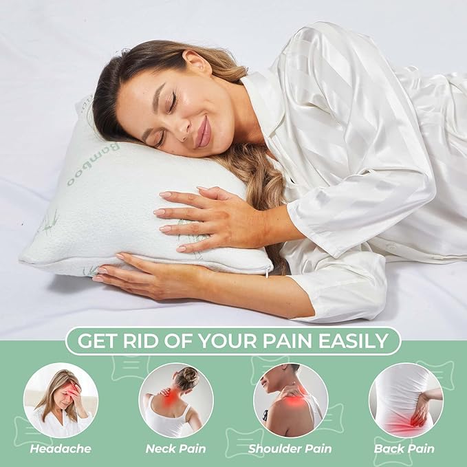 Suzile 6 Pack Shredded Memory Foam Pillows Standard Size Bulk 20 x 26 Inch Adjustable Hotel Bed Pillows Set for Neck and Shoulder Pain with Washable Cover for Side Back Stomach Sleepers