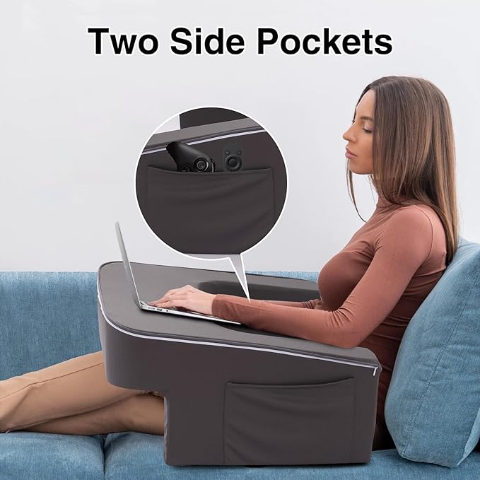 A Nice Night Lap Desk Rest Pillow for Adult,TV Trays Bed Pillow, Memory Foam Rest Pillow for Reading, Working, Playing Switch or Sitting in Bed Sofa Floor,DarkGrey