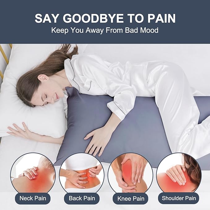 DOWNCOOL Large Body Pillow Insert- Breathable Full Body Pillow for Side Sleeper - Soft Long Bed Pillow for Adults - 20 x 54 inch (Grey)