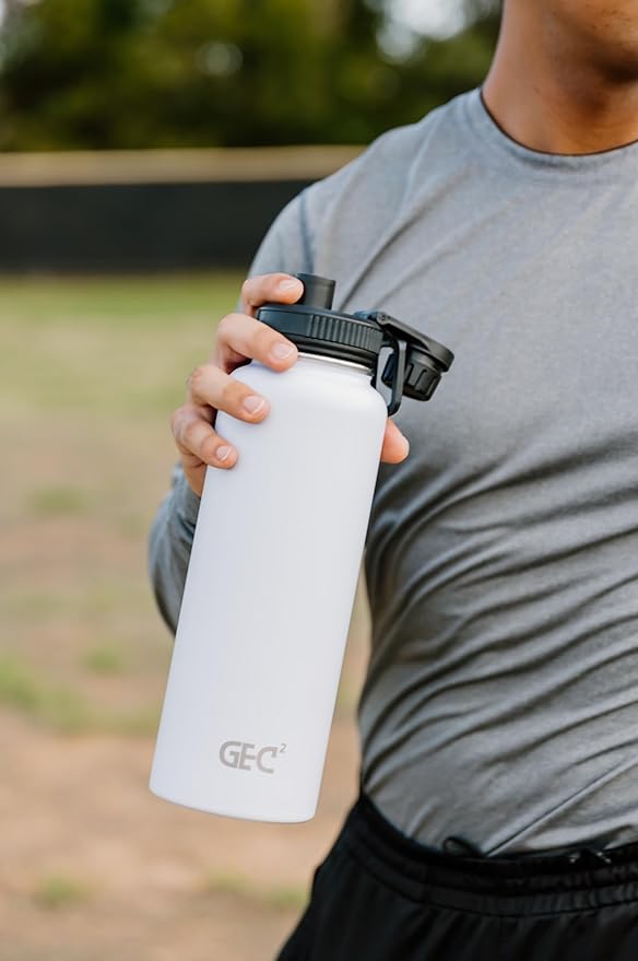 40oz Stainless Steel Water Bottles Leak Proof Vacuum Insulated Water Bottle Thermos Flask Sport Water Bottle (Pearl White)