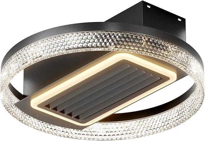 NicBex Ceiling Fan 20 Inch Modern Ceiling Fans with Lights Ceiling Fan with Remote Control Bladeless Ceiling Fans with Reversible Motor for Bedroom, Living Room, Black