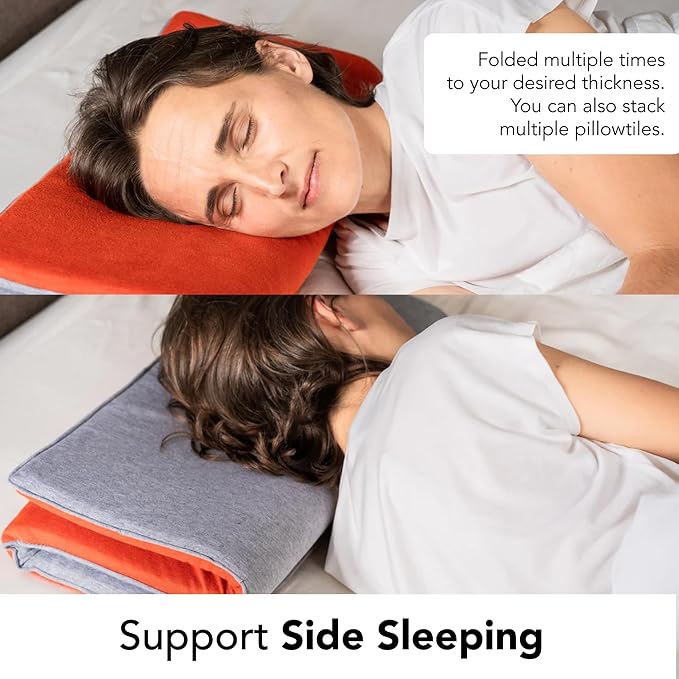 Ultra Thin Pillow 1 inch Thickness - Foldable, Rollable, Stackable - Made from Natural Latex - Low Profile, Super Flat (Firm, Orange Tangerine)