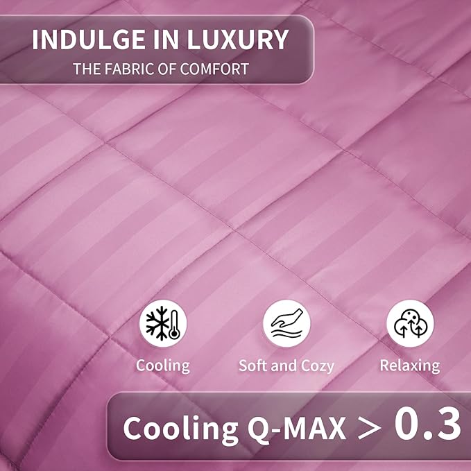 Weighted Blanket for Adult,25lbs Heavy Weighted Blanket 60"x80" Breathable Cooling Summer Blankets, Ultra Soft Cotton Comfort Throw Blanket with Glass Beads for All-Season (Pink)