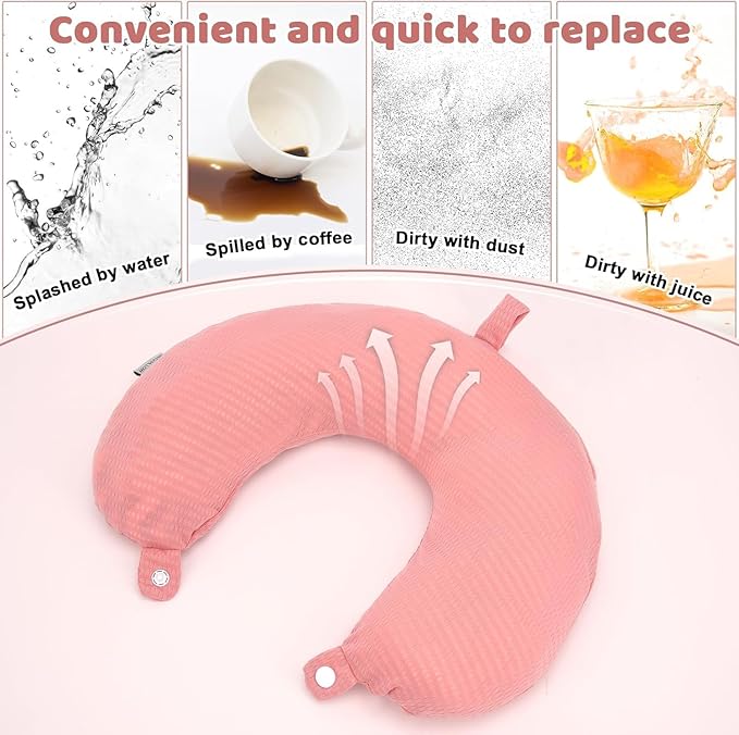 Travel Neck Pillow Cover Neck Pillow Replacement Cover Travel U Neck Pillow Case Cover Soft and Smooth Neck Pillow Cover Green Gray (Only Pillow Cover, No Filler)