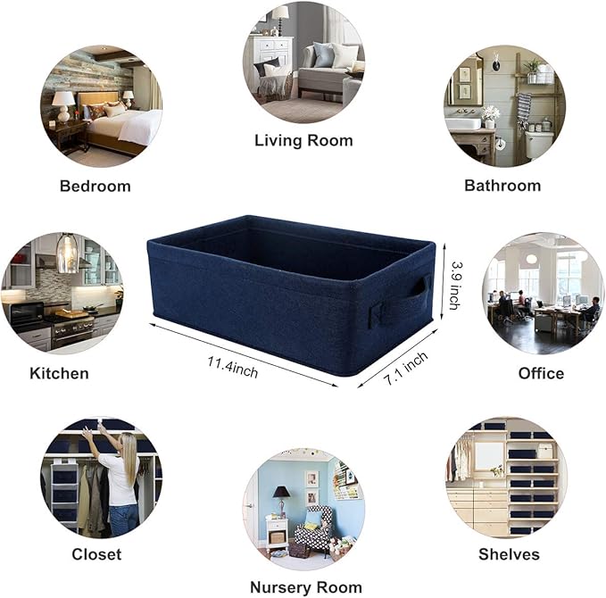 Navy Blue Storage Basket Bins Small Decorative Baskets Storage Cubes for Cellphone Earphone Chargers Cables Make Up Shelf Fabric Drawers Storage Baskets Cute Storage Baskets