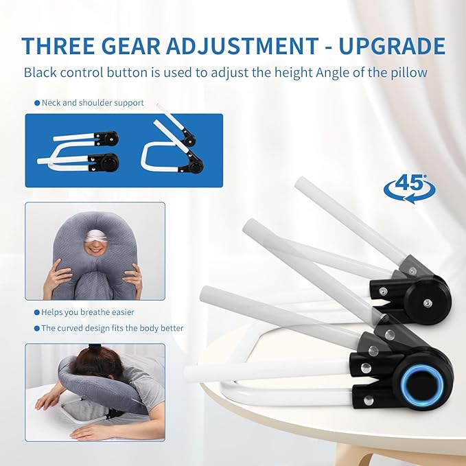 Face Down Pillow for Sleeping, Prone Pillow for Vitrectomy or Retinal Surgery, Adjustable Height Prone Prone Pillow Face Down Sleep, Retina Lying Pillow Eye Surgery Recovery (Velvet-Khaki)