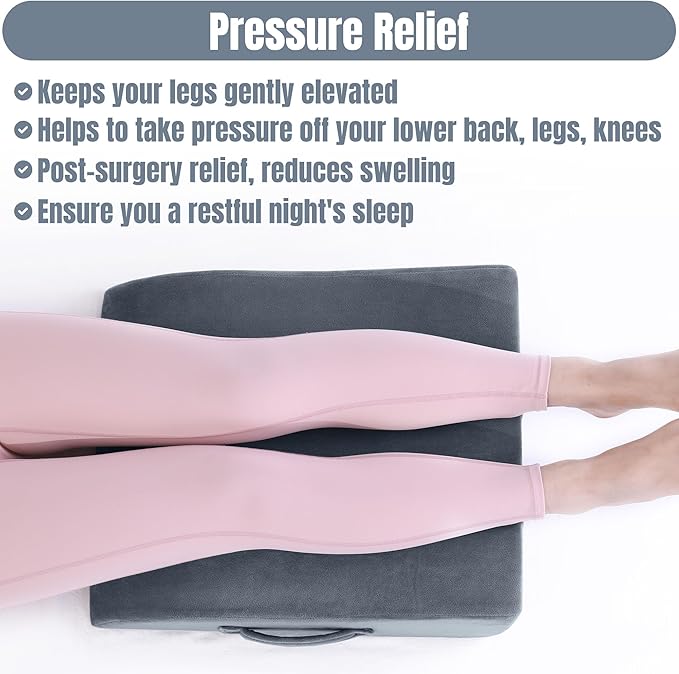 HOMBYS Adjustable Height Wedge Leg Elevating Pillow for Swelling,Three Layers Wedge Leg Support Pillows for After Surgery,Foot Wedge Pillow for Knee Pain Relief, Elevated Pillows for Sleeping,Grey