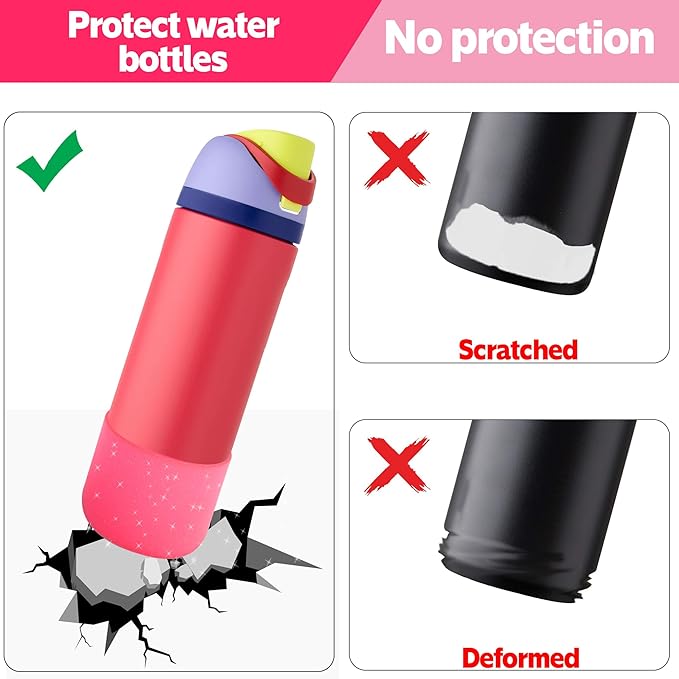 2PCS Silicone Water Bottle Boot for Owala 24oz 32oz 40oz,Anti-Slip Protective Sleeve Bottom Bumper Protector for FreeSip, Twist, and Flip Water Bottles