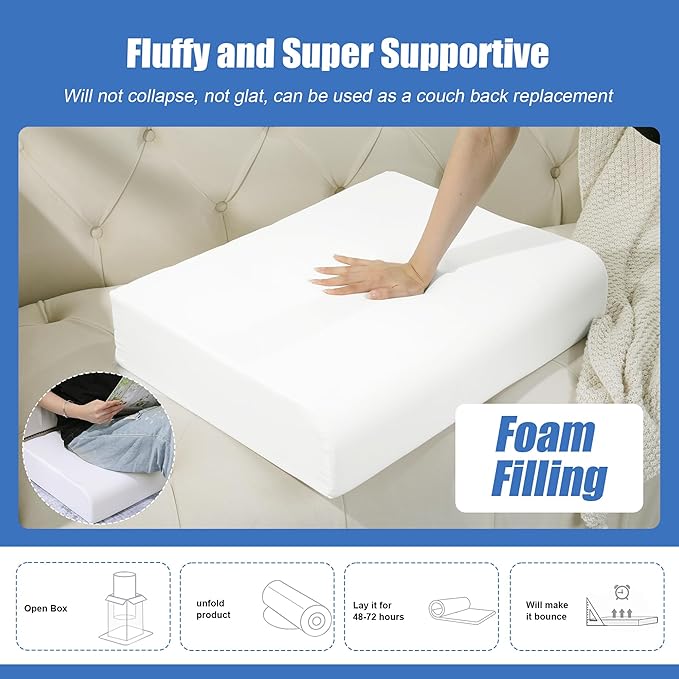 ROYALAY High Density Foam Couch Back Cushions Replacement Back Pillow Sofa Waist Cushion Stuffing Fill Supportive Back Pillow 1 Pack, Supportive Lumbar Support Pillow for Sofa, Couch-32 x18