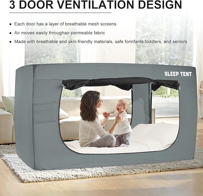 Bed Tent Twin Bed Canopy Dream Tents for Indoor Portable Blackout Tents Privacy Space Warm Breathable Sleeping Tents for Kids and Adult(Light Gray,Mattress Not Included) Reducing Light