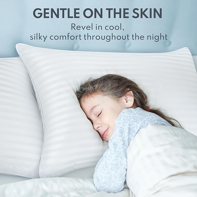 King Size Bed Pillows Set of 2 - Premium Down Alternative Cooling Pillows for Side, Back, and Stomach Sleepers Hotel Quality Fluffy Soft Microfiber Fill Breathable Skin-Friendly