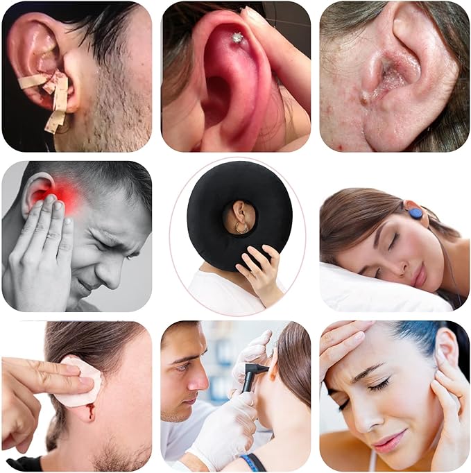 Ear Hole Piercing Pillows for Ear Pain Side Sleeping CNH Pillow Pressure Sore Pain Relief Ear Guard Protector Lifesaver Tinnitus Support Neck Head, Black Velvet