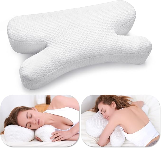 Side Sleeper Pillow Anti Wrinkle Aging Pillow Gel Shredded Memory Foam for Neck Pain Relief Pillow for Sleeping Side Back Stomach Sleeper Pillows (Regular White Style)