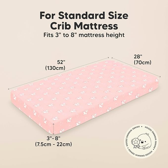 2-Pack Organic Crib Sheets for Boys, Girls - Jersey Fitted Crib Sheet, Baby Crib Sheets Neutral, Crib Mattress Sheet, Cotton Crib Sheets, Breathable Crib Sheet, Baby Mattress Sheets (Dreamland)