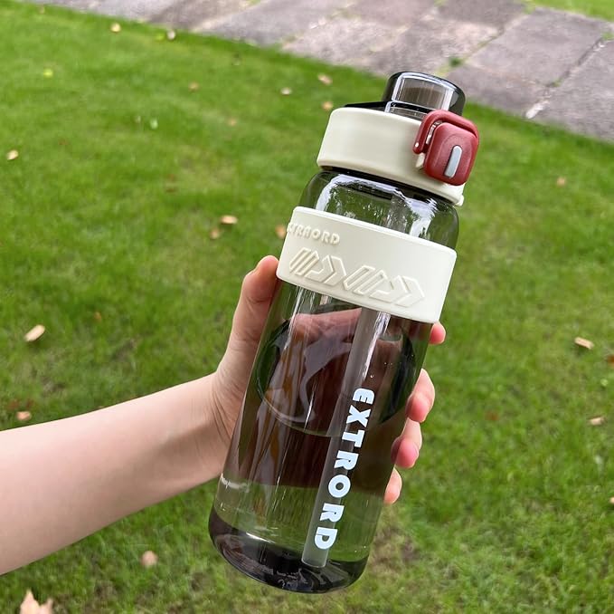 27oz Leak-Proof Water Bottle with Flip Top, 800ml BPA Free Reusable Plastic Drinking Bottle for Gym & Outdoor (White)