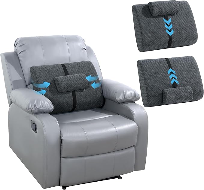 HOMBYS Memory Foam Lumbar Support Pillow for Recliner with Adjustable Slider,Ergonomic Memory Foam Back Cushion for Recliner,Chair Back Support Providing Accurate Pain Point Support for Office/Car