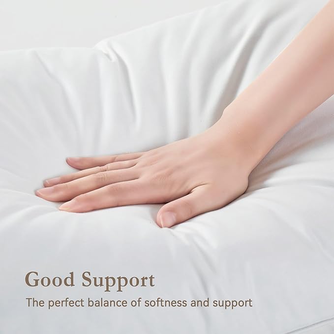 puredown® Feather Pillows with 100% Cotton Cover, Set of 2 Bed Pillows for Sleeping, King Size(20 x 36)