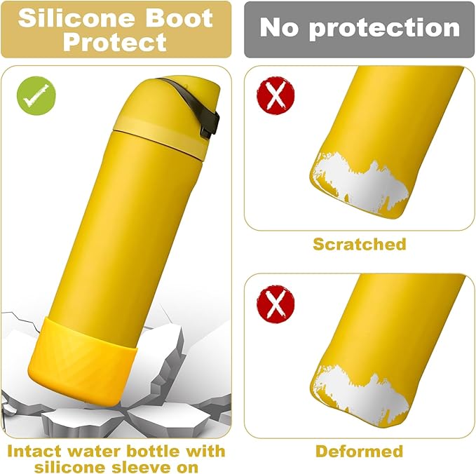 2PCS Silicone Water Bottle Boot for Owala 24oz 32oz 40oz, Anti-Slip Protective Sleeve Bottom Bumper Protector for FreeSip, Twist, and Flip Stainless Steel Water Bottles