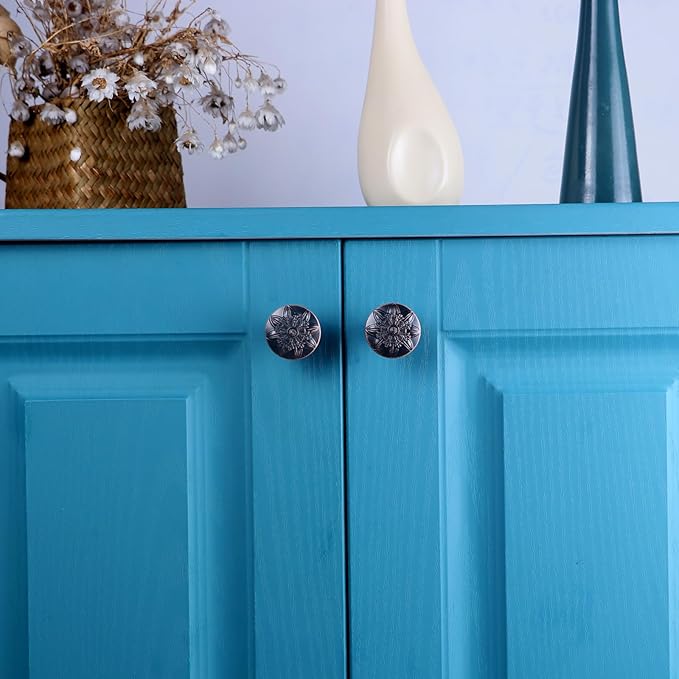 4 Pack Oil Rubbed Bronze Cabinet Hardware Knobs Round,1-2/5" Bronze Knobs Handles for Cabinets and Drawers Antique Bronze Dresser Knobs Drawer Knobs