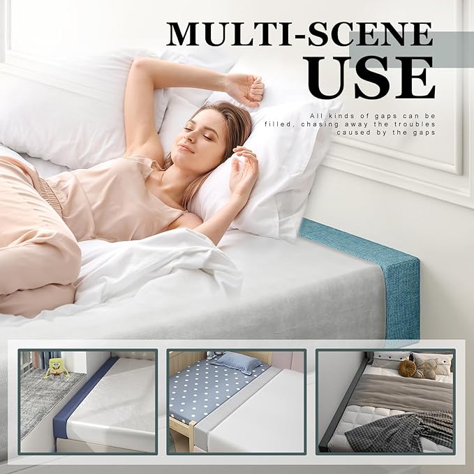 Mattress Extender, Bed Gap/Space Filler, Headboard Pillow Between Headboard and Mattress or Wall, High-Density Foam with Removable Cover（Light Grey-Full-54 * 4 * 12in）