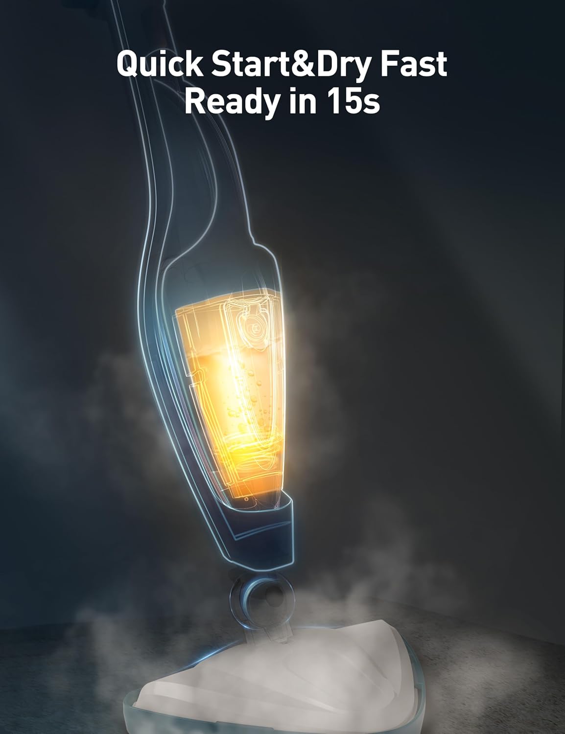 12-in-1 Steam Mop, Fast 15-Sec Heat-Up, 1500W Detachable Handheld Steam Cleaner with 2 Dirt Grip Pads, Removes 99.99% Stubborn Stains for Hardwood Floors, Windows, Tiles, Furniture, Pearl Teal