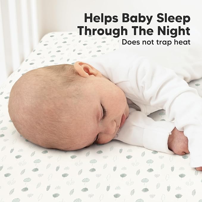 2-Pack Organic Crib Sheets for Boys, Girls - Jersey Fitted Crib Sheet, Baby Crib Sheets Neutral, Crib Mattress Sheet, Cotton Crib Sheets, Breathable Crib Sheet, Baby Mattress Sheets (Tropic Oasis)