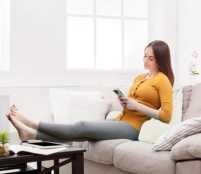 Nestl Reading Pillow for Kids, Small Bed Pillow, Back Pillow for Sitting in Bed, Memory Foam Chair Pillow, Reading & Bed Rest Pillows, Off White Back Pillow for Bed, Arm Pillow with Pockets