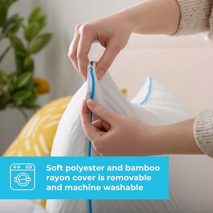 LINENSPA Shredded Gel Memory Foam Pillow – Cooling Bed Pillow – Side, Stomach, and Back Sleepers – King