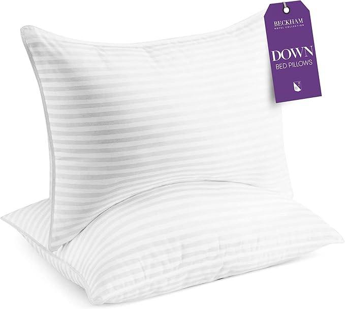 Beckham Hotel Collection King Size Bed Pillows Set of 2 - Down Pillow for Sleeping - Back, Stomach or Side Sleepers