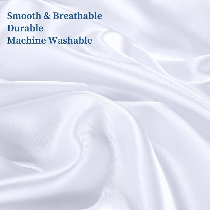 HOMBYS Satin Pillow Case for Contoured Support Pillow (DO NOT INCLUDE PILLOW) -Zippered Pillow Cover for Neck Pillow for Cervical 1 Pack-Silky, Smooth and Breathable (Wave Shape 24"x15")