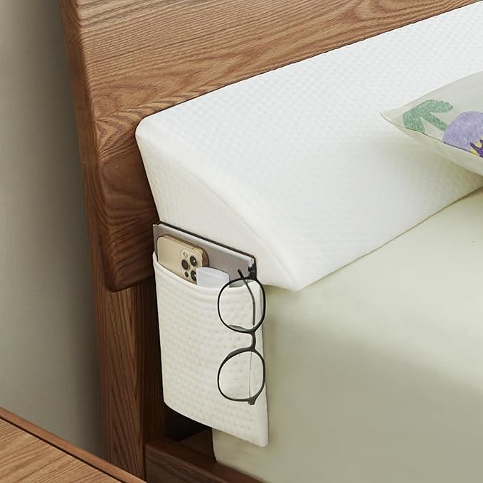 Bed Wedge Pillow for Headboard, Bed Gap Filler Queen of Headboard Pillow, Mattress Gap Filler Made with Triangle Pillow to Close The Gap (0-8") Between Headboard/Wall and Mattress (White, 60"x8"x 6")