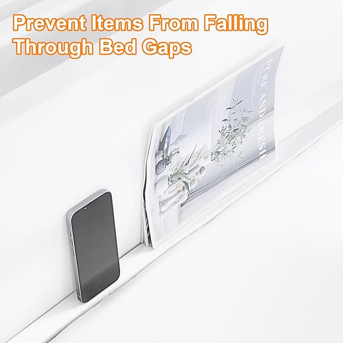 MABOZOO Bed Gap Filler Cushion, Long Thick Filler Bolster Pillow Stopper for Headboard Space Gap, Bed Mattress Extender Bed Wedge Pillow (White, 1.2X8X79inch)