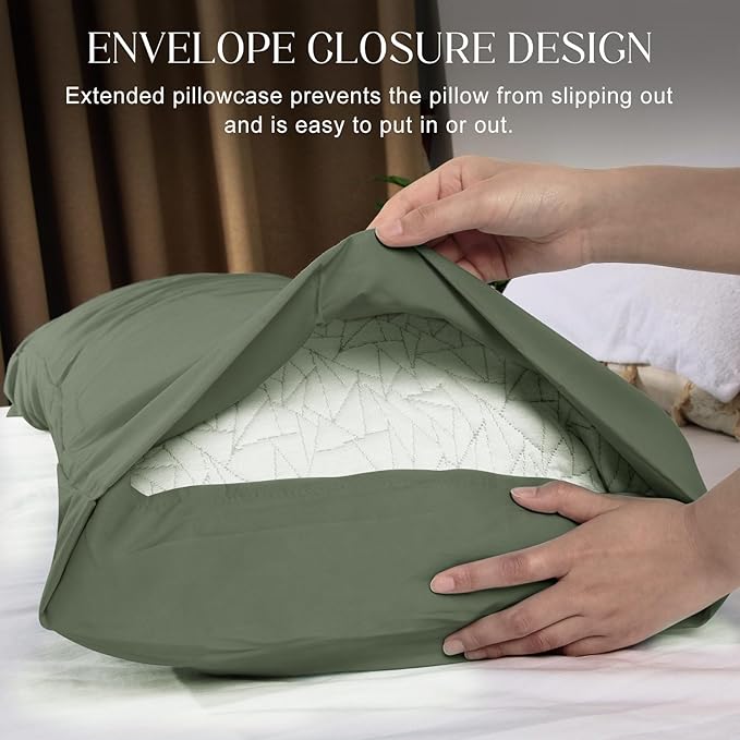 Soft Body Pillow Cover/Pillowcases 60 x 21 Inch, WINKAURA Premium Unique Long Pillow Case for Bed Fits 54x20 Pillow, Envelope Closure, Army Green