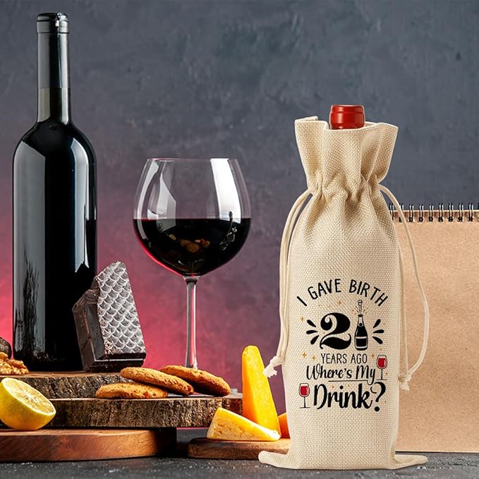 21st Birthday Wine Gifts Bag for Her Sister, Twenty-one Year Old Birthday Party Decorations Wine Bag, Funny Birthday Wine Bag Gifts for Her Friends, 21st Birthday Wine Bag Gifts