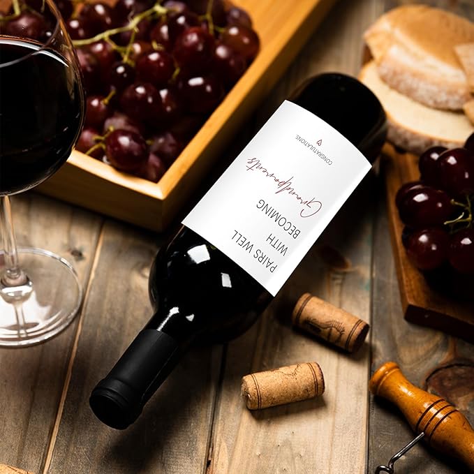 24 Pcs Funny New Grandparent Wine Label New Baby Wine Bottle Labels Pairs Well with Becoming Grandparents Wine Bottle Stickers Pregnancy Announcements Gifts