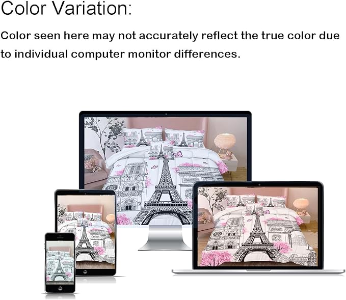 Bedbay Pink Paris Comforter Set Eiffel Tower Duvet Set Aesthetic Bedding for Girls Women Pink and Grey Comforter Quilt Set Paris Decor Summer Lightweight Comforter,No Sheets(Paris,King)