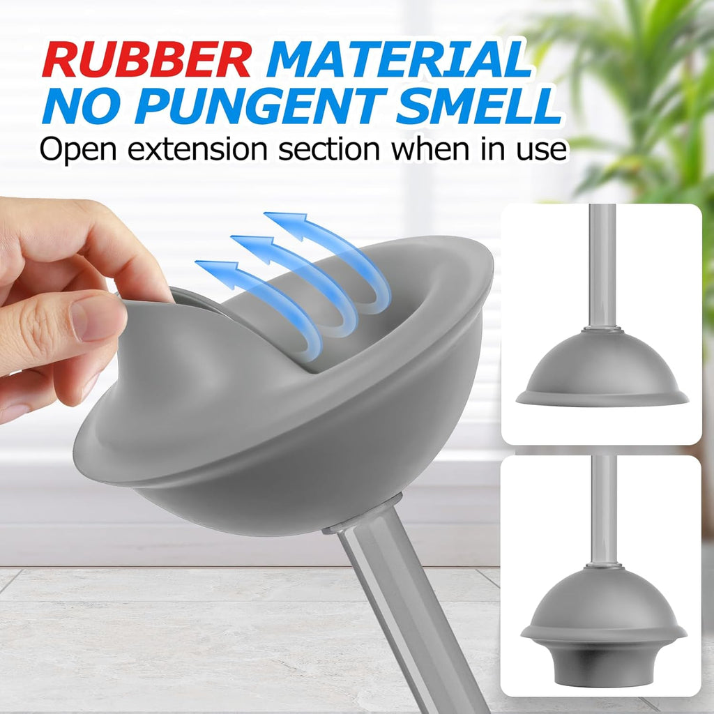 2Pack 2 in 1 Toilet Brush and Plunger Set, Extended Handle Plunger，Toilet Bowl Brush Plunger Set,Bathroom Cleaning Tools ，Toilet Brush Plunger Combo，Cleaning Brush，Cleaning Supplies（Dark Grey）