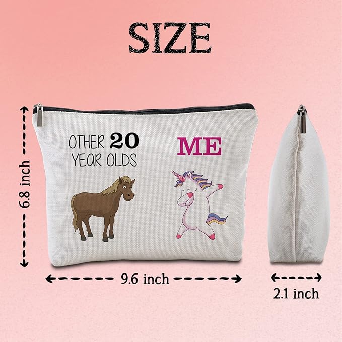 20th Birthday Gifts for Her Best Friend Daughter Travel Makeup Bag Funny Unicorn Gift Bag Other 20 Year Old Me Unicorn Happy 20th Birthday Decorations 20 Year Old Birthday Gifts Ideas
