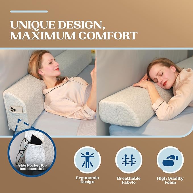 FeelAtHome Bed Gap Filler for Full Bed | Bed Wedge Pillow for Headboard to Close The Gap (0-8") Between Headboard and Mattress - Full Size (54"x10"x5")