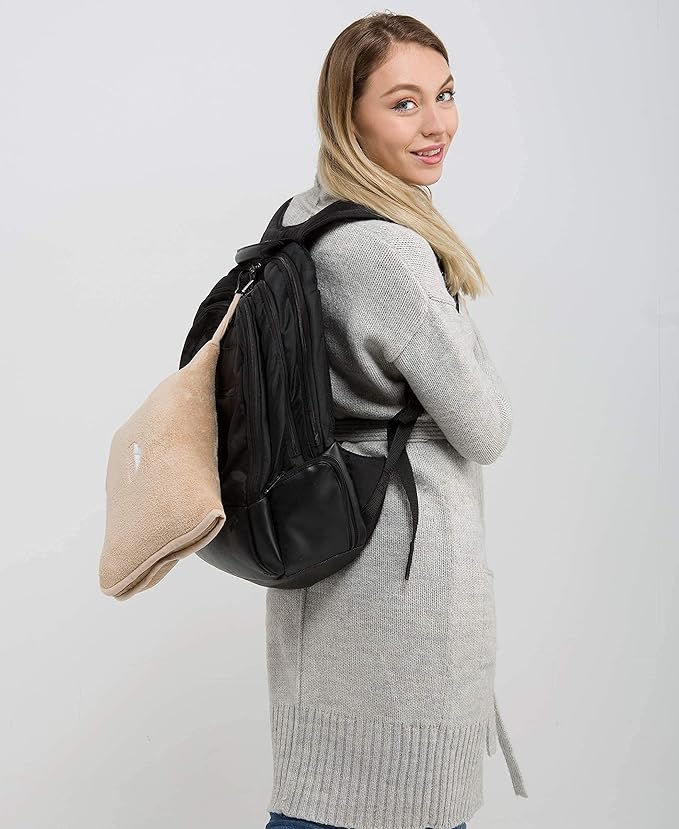 BlueHills Premium Soft 2-Pack Travel Blanket Pillows Airplane Large Plane Flight Throw Travel Blankets for Two in a Bag Compact Traveling Essentials Warm Travel Gifts Long Beige T205