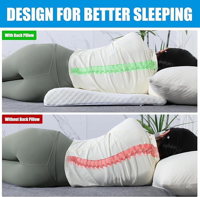 ROYALAY Lumbar Support Pillow for Sleeping Foam Pillow for Back Pain Relief Comfortable Bed Rest Pillow with Removable Cover Elevated Body Pillow for Back Support for side, back, and stomach sleepers