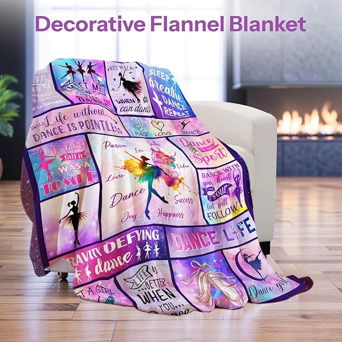 Gifts for Dancers, Dance Gifts Dance Recital Gifts for Girls, Dance Blanket, Dancer Gifts for Girls Teens, Ballet Blanket Gymnastics Blanket on Christmas Birthday Thanksgivings 60x80 in