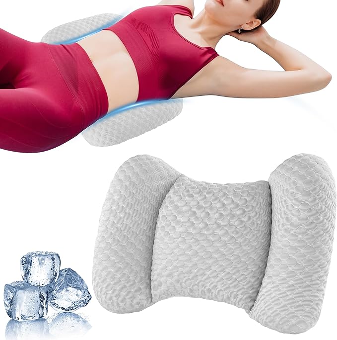 BALAPET Cooling Lumbar Support Pillow for Bed, Adjustable Shredded Memory Foam Lumbar Pillow for Sleeping, Relieve Back & Lumbar Pressure Perfect for Office Chairs Car Seats Beds, Grey