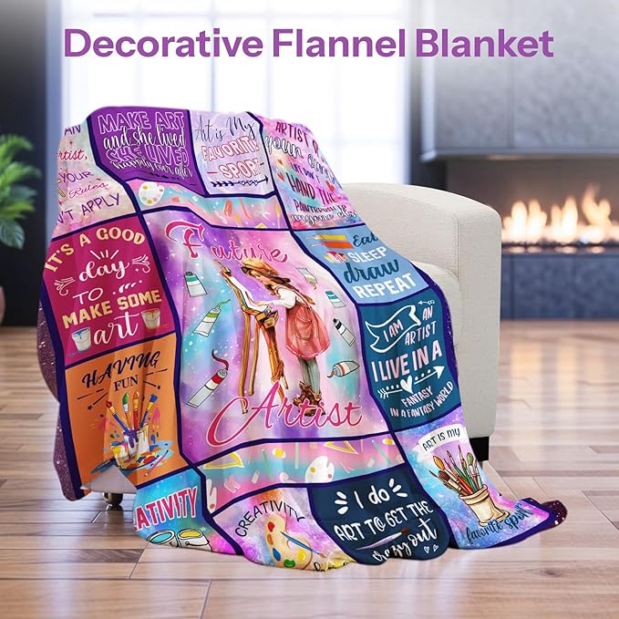 Gifts for Artists, Art Teacher Gifts, Artist Blanket, Art Gifts for Women, Birthday Gift for Art Lovers, Gifts for Artists Women, Painting Blanket on Christmas Birthday 40x50 in