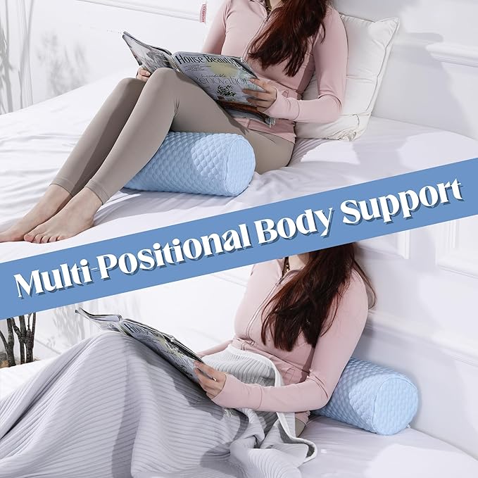HOMBYS Cooling Memory Foam Sleep Position Training Pillow for Hot Sleeper, Body Supportive Trainer Pillow for Back Sleeper Side Sleeper, Adjustable Body Pillow - Blue