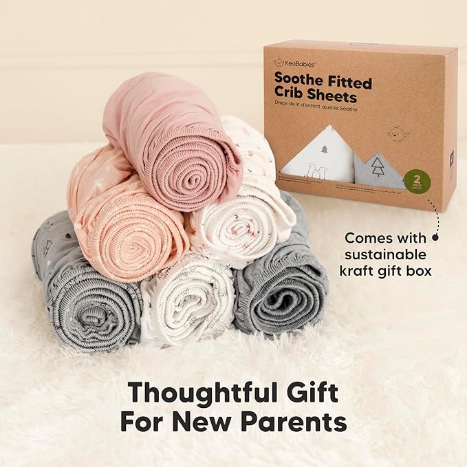 2-Pack Organic Crib Sheets for Boys, Girls - Jersey Fitted Crib Sheet, Baby Crib Sheets Neutral, Crib Mattress Sheet, Cotton Crib Sheets, Breathable Crib Sheet, Baby Mattress Sheets (Pecan)