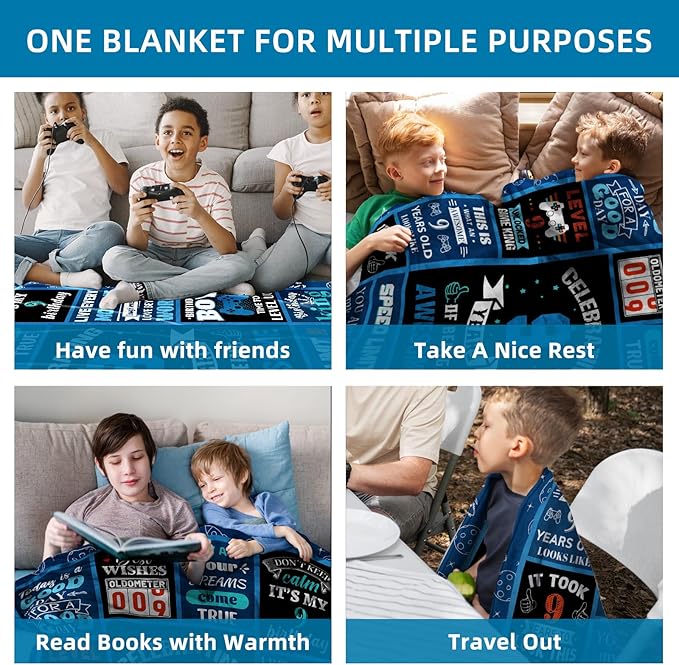 Gifts for 9 Year Old Boy, 9 Year Old Boy Gifts Kids Blanket 40x50in, Best Gifts for 9 Year Old Boys Warm Flannel Throw Blankets Birthday Gifts for 9 Year Old Boy
